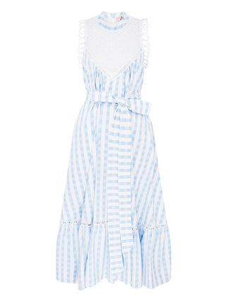 La La Lady Gypsy Getty Dress in Blue White Gingham