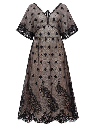 Peacock Lace Kimono Dress