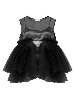 Joy Tulle Top in Jet Black