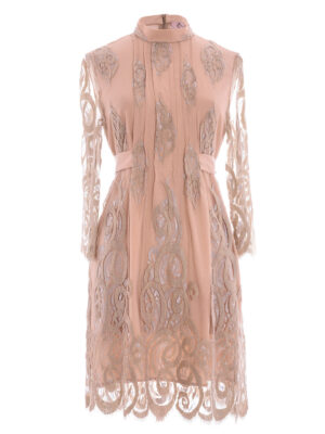 VL 003 Gondola dress in nude tulle with long sleeves