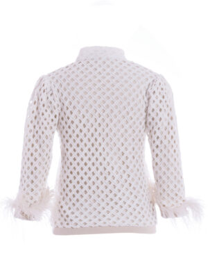VL 009 Angel chenille fluffy ostrich feather cardi in white