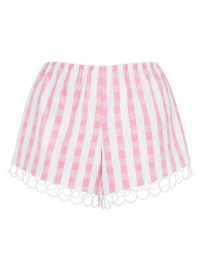 LALA 032 Tap Pants gingham pink/white guipure lace