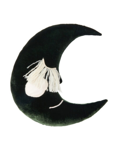 Home For The Holidays Moon Cushion in After 8 Green Velvet